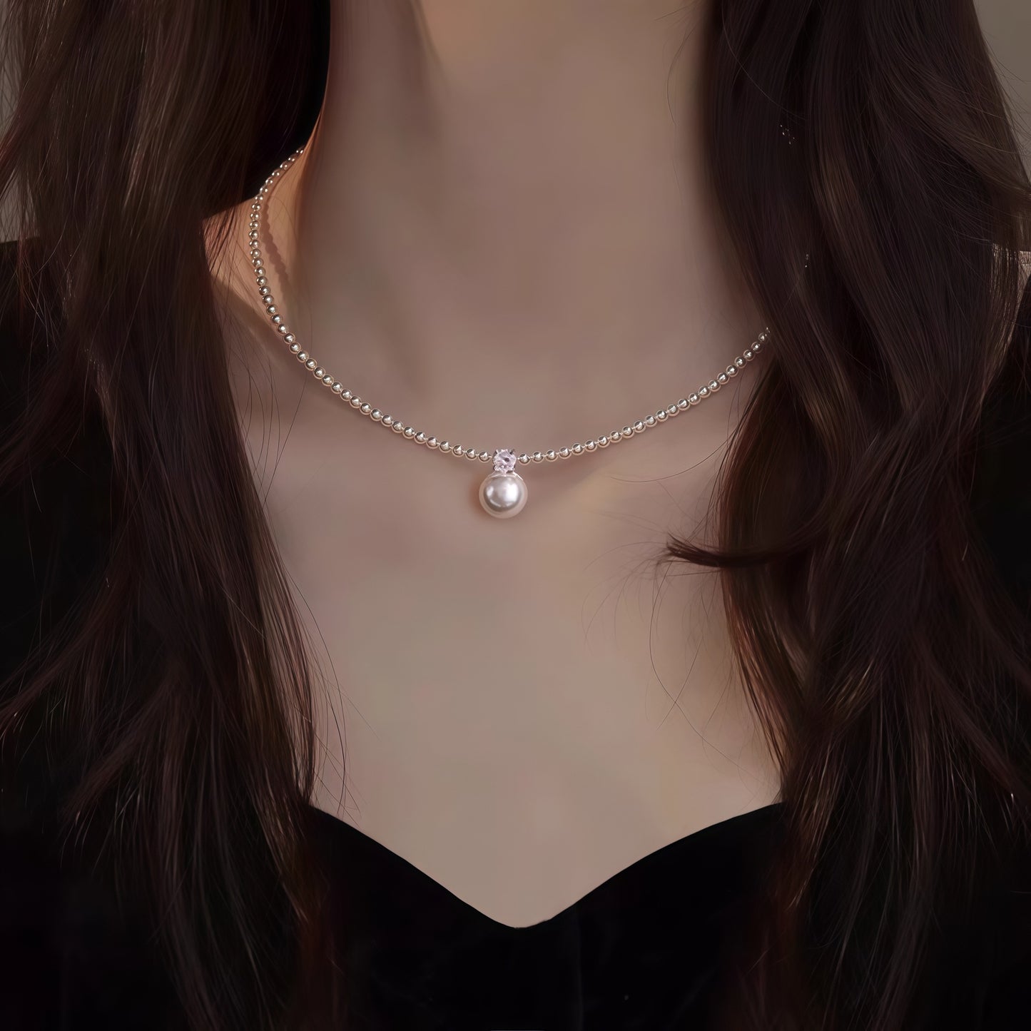 Diana Small Beads Zircon Pearl Female Minority Necklaces