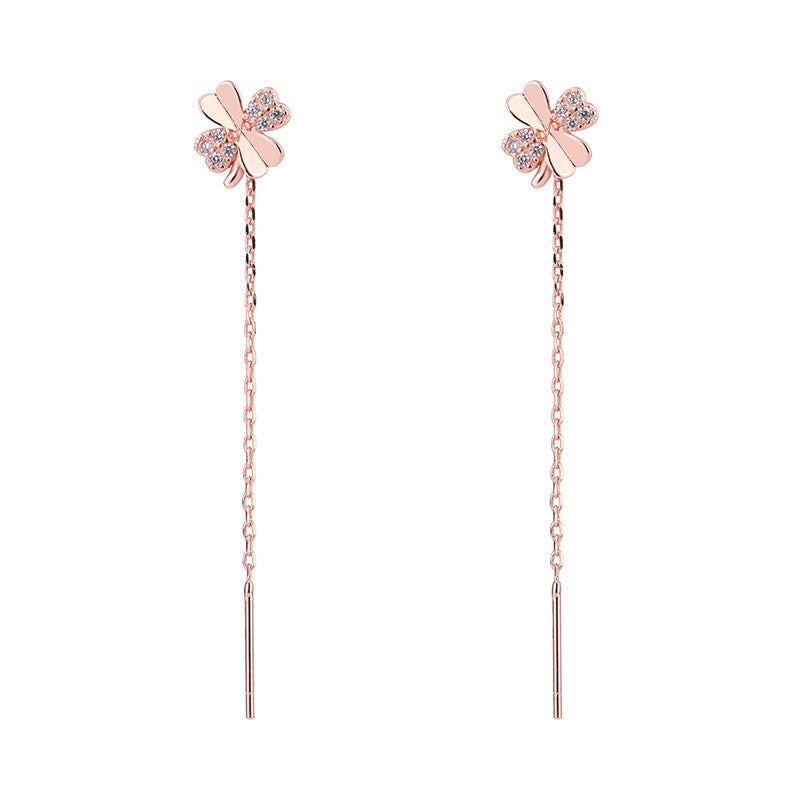 Women's Lucky Four-leaf Clover Simple Refined Rhinestone Rings