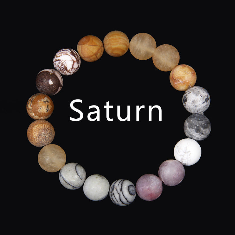 Men's Natural Stone Universe Planet Beads Galaxy Trendy Frosted Bracelets