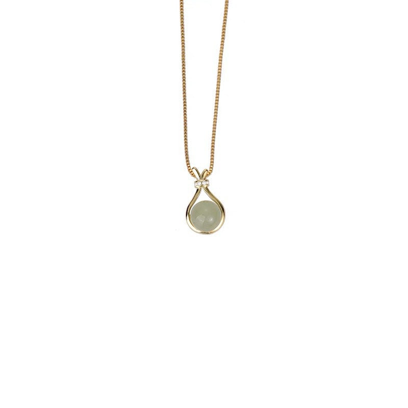 Women's Jade Special Interest Light Luxury National Style Simple Beads Clavicle Necklace