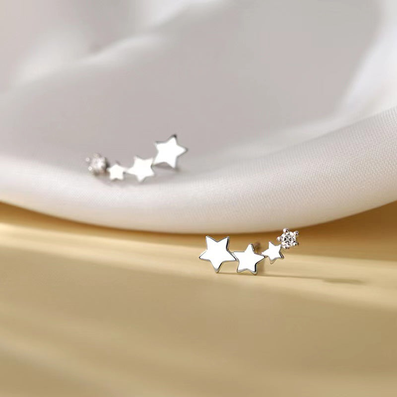 Women's Sier Needle Star Ear Simple Temperament Rings