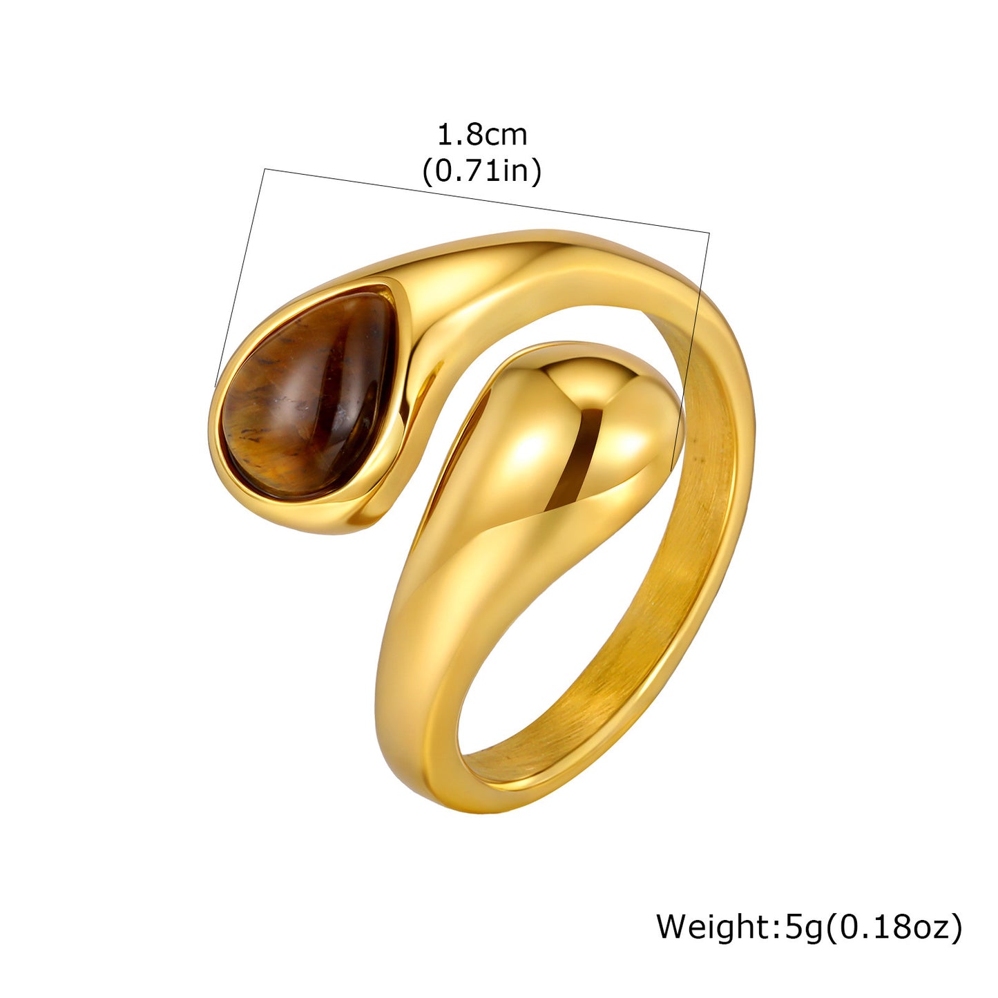 Women's Tiger Eye Sunflower Natural Stone Retro Rings
