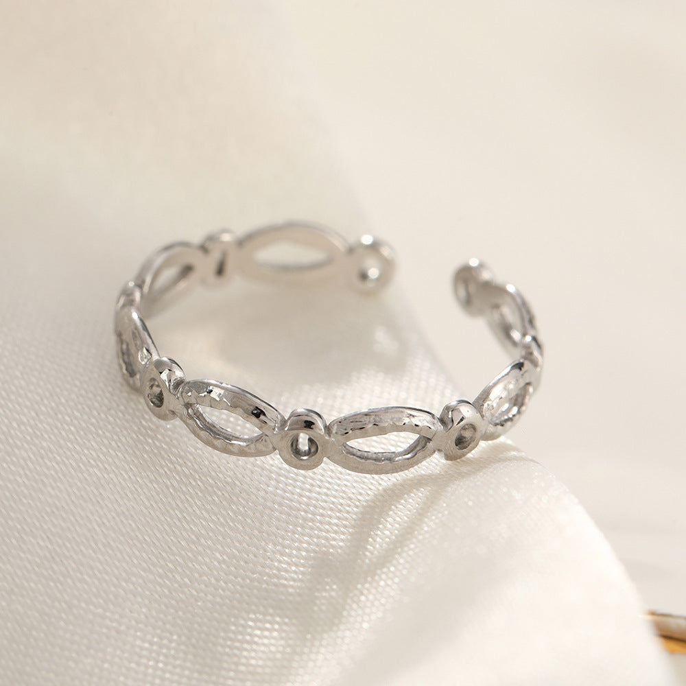 French Style Open Mouth Cold Stainless Steel Personality Special Interest Ring