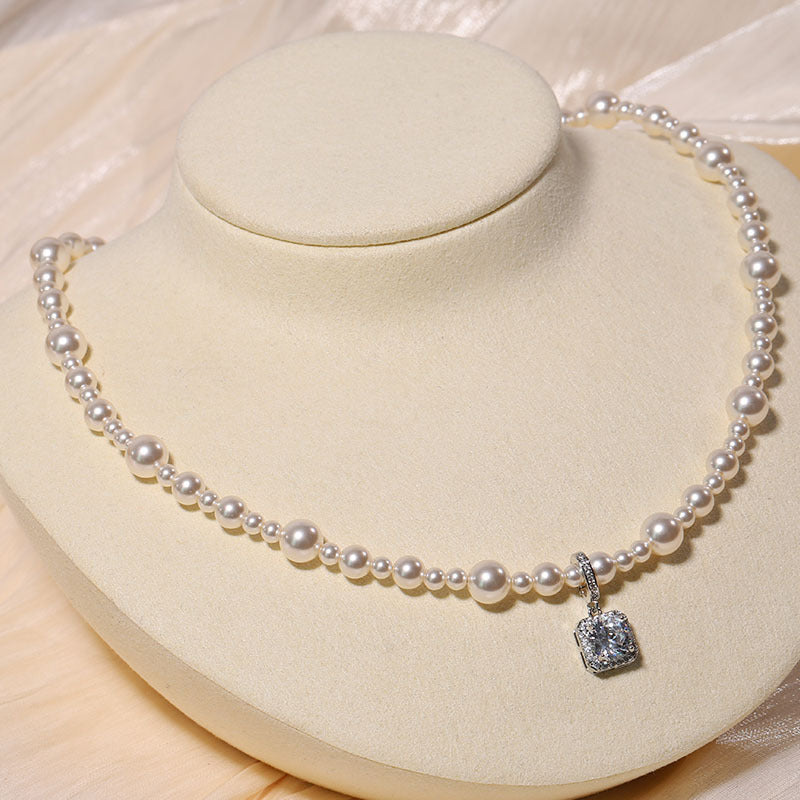 Women's Square Diamond Natural Shell Pearls Pearl Necklaces