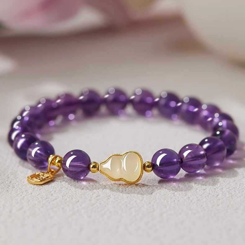 Sweet Purple Asse Crystal Glass Gourd Shell Pearls Design High-grade Bracelets