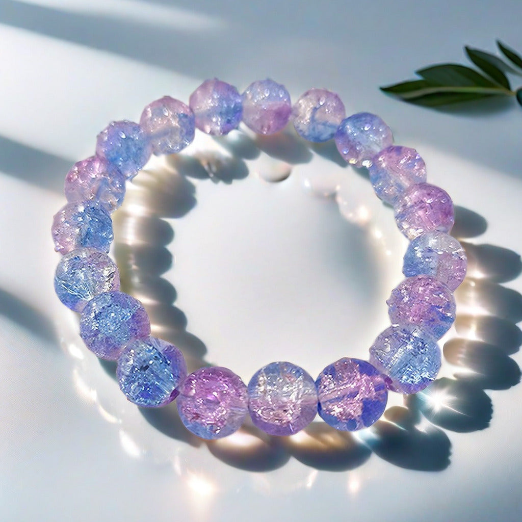 Purple Brushed Floral Beads Female Hand Toy Bracelet