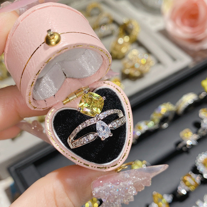 Camellia Fashion Romantic French Golden Rhinestone Gold Plated Ring