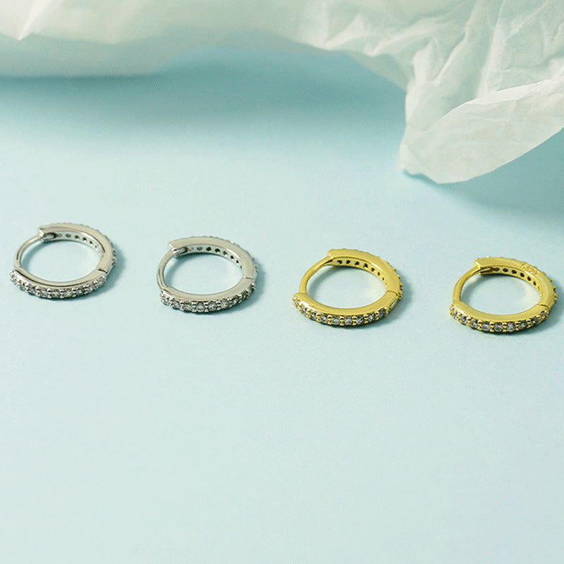 Women's For Small Simple Refined Rhinestone Round Clip Ear Buckle