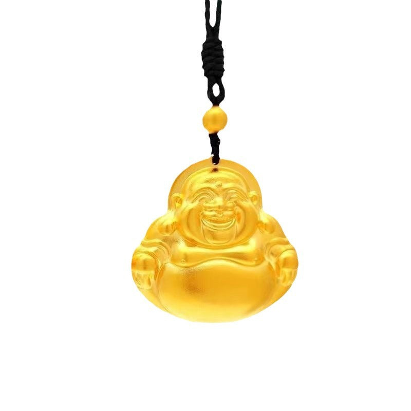 Women's & Men's Placer Gold Maitreya Buddha Chinese Zodiac Necklaces