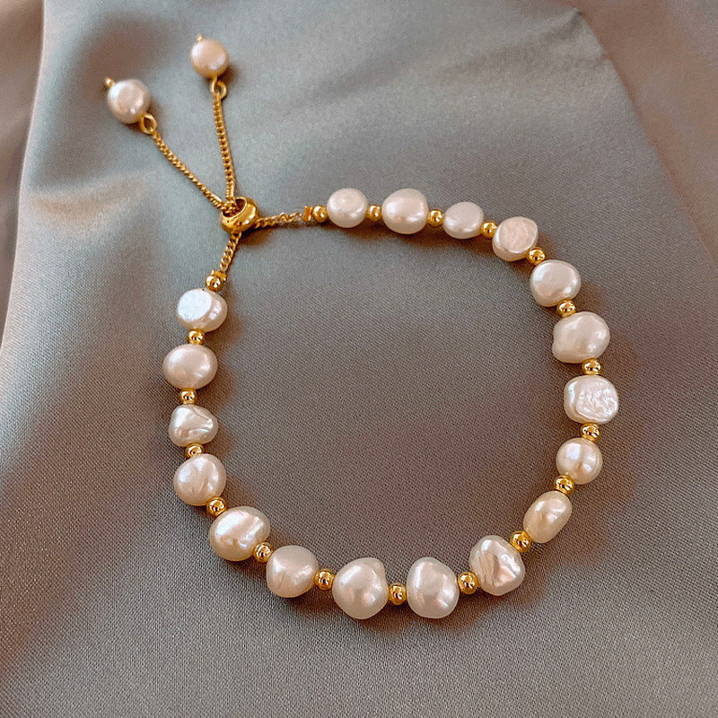 Niche Design Elegant Champagne Imitation Pearl Bracelets