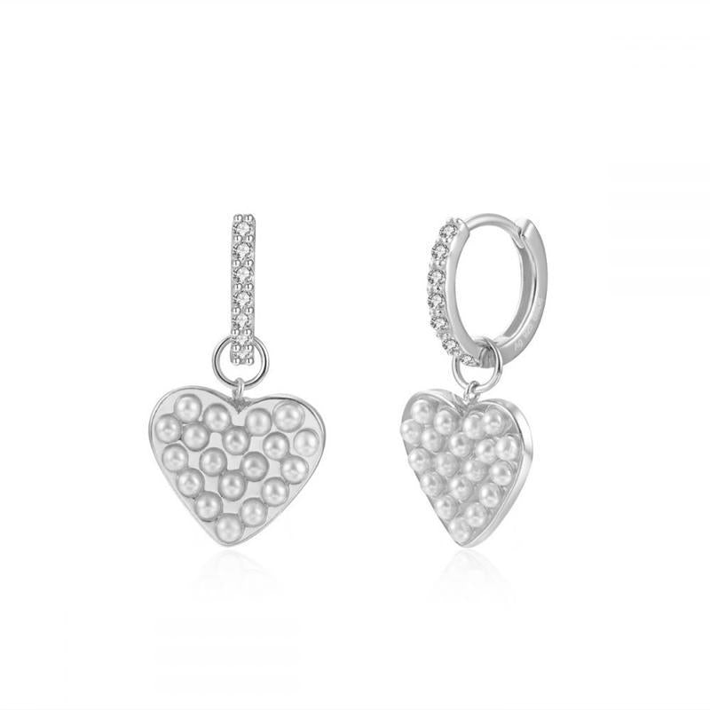 Micro Inlaid Zircon Butterfly Love Heart Ear Clip Eardrops Earrings