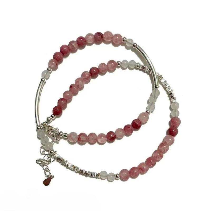 Small Pieces Of Sier Pink Beaded Temperamental Bracelets