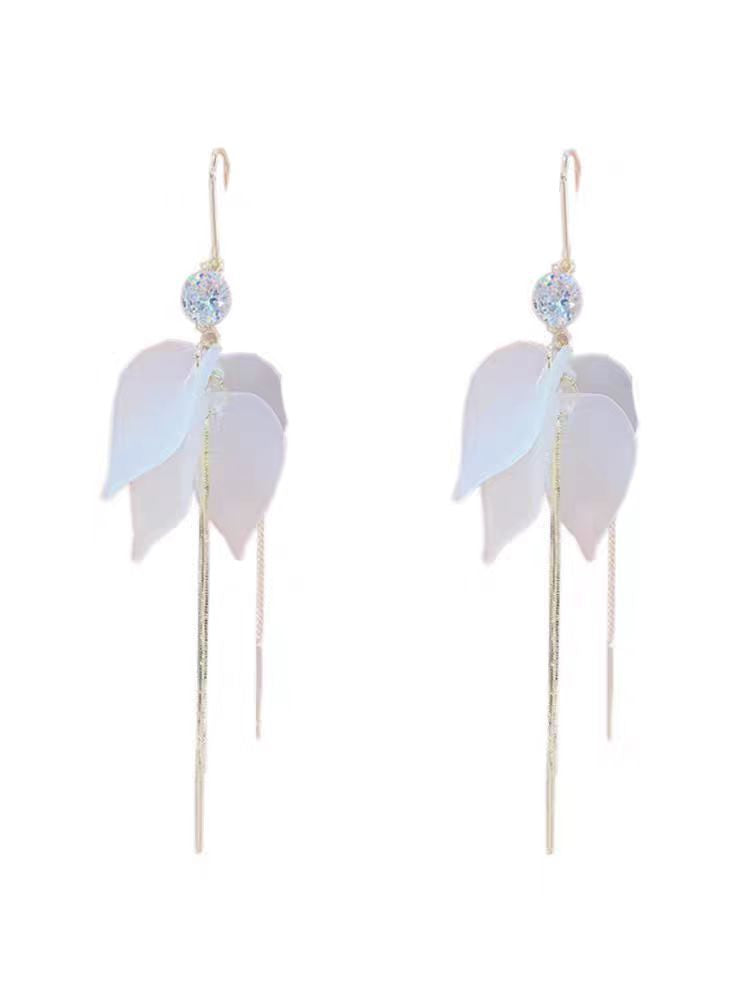 Long Super Fairy White Petal Fringe Trendy Light Luxury Small Ear Line