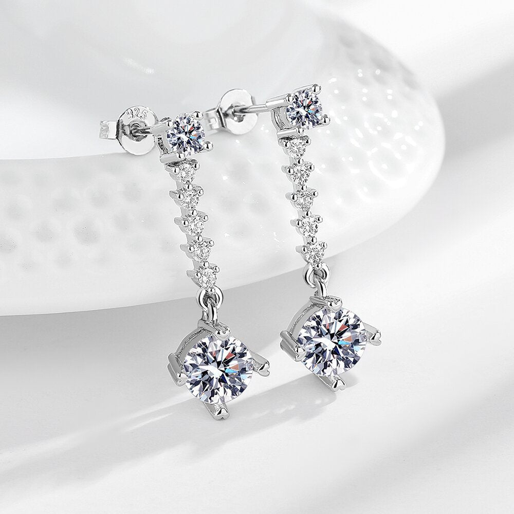 Tassel Minority Design Long Simple Zircon Earrings