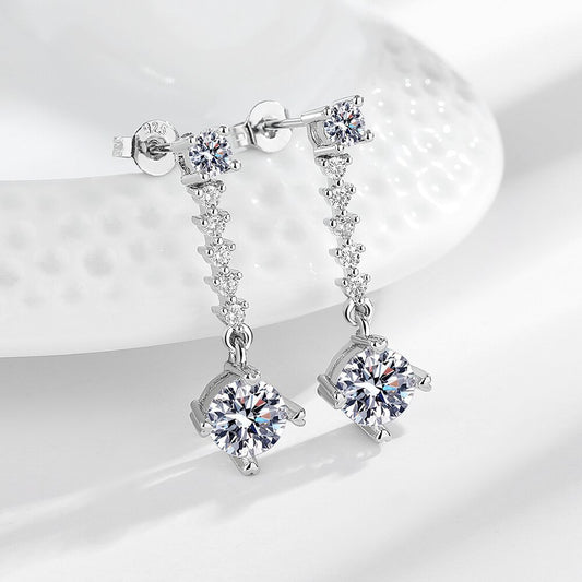 Tassel Minority Design Long Simple Zircon Earrings