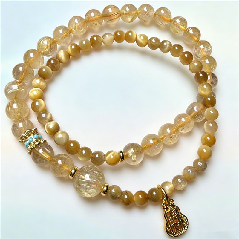 Red Agate Fashion Floating Flowers Chalcedony Double Circle Twin Bracelet