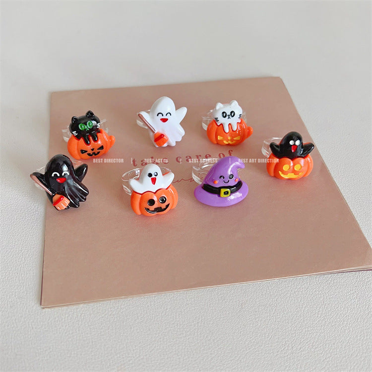 Women's Halloween Exaggerated Fun Resin Demon Ghost Rings