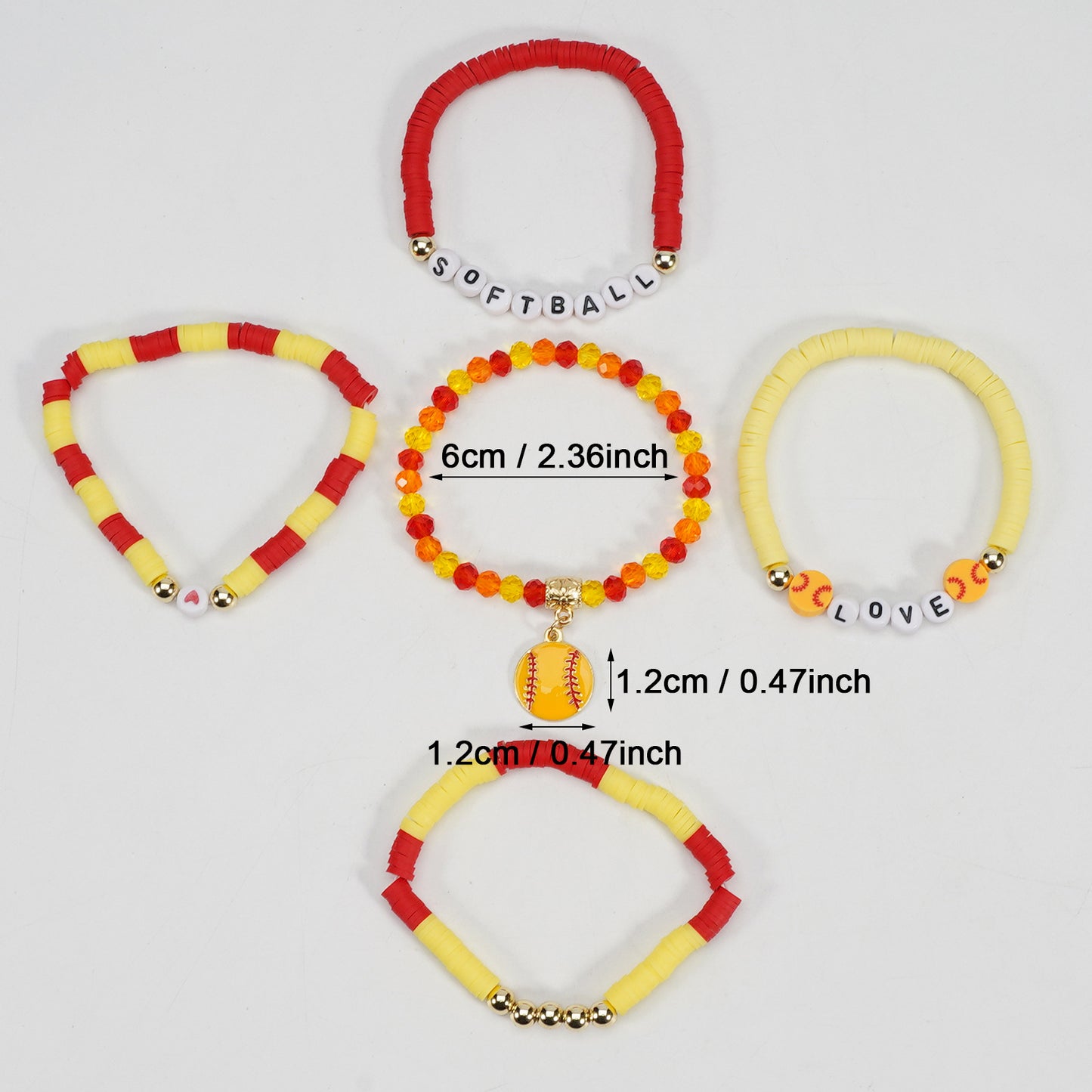 Softball Match Day Sports Beaded Stretch Bracelet