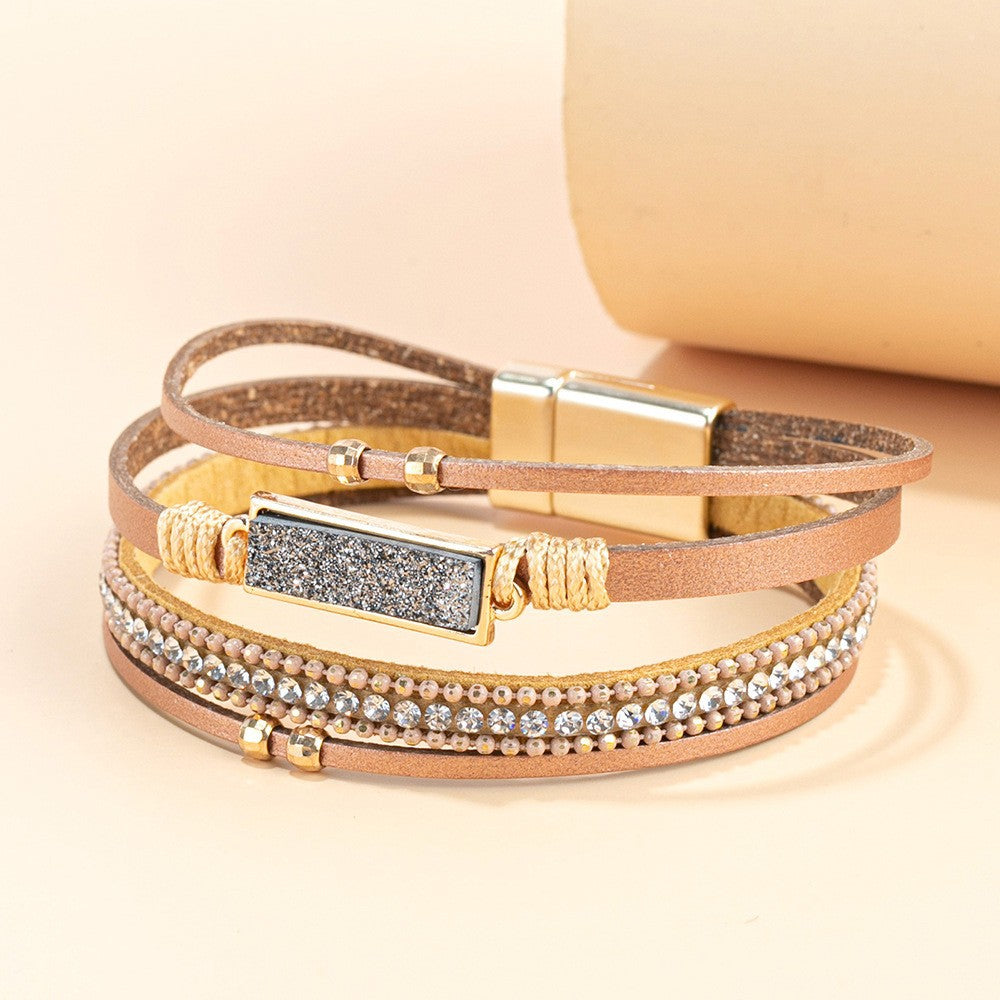 Fashion Crystals Crystal Magnetic Snap Punk Bracelet
