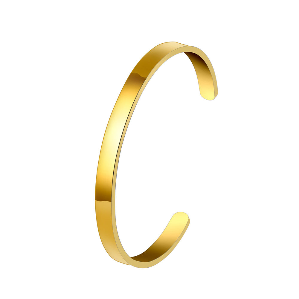 Shaped Titanium Steel Open-end Simple Glossy Bracelet