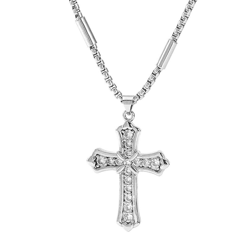 Titanium Steel Diamond Cross Retro Style Unisex Pendants