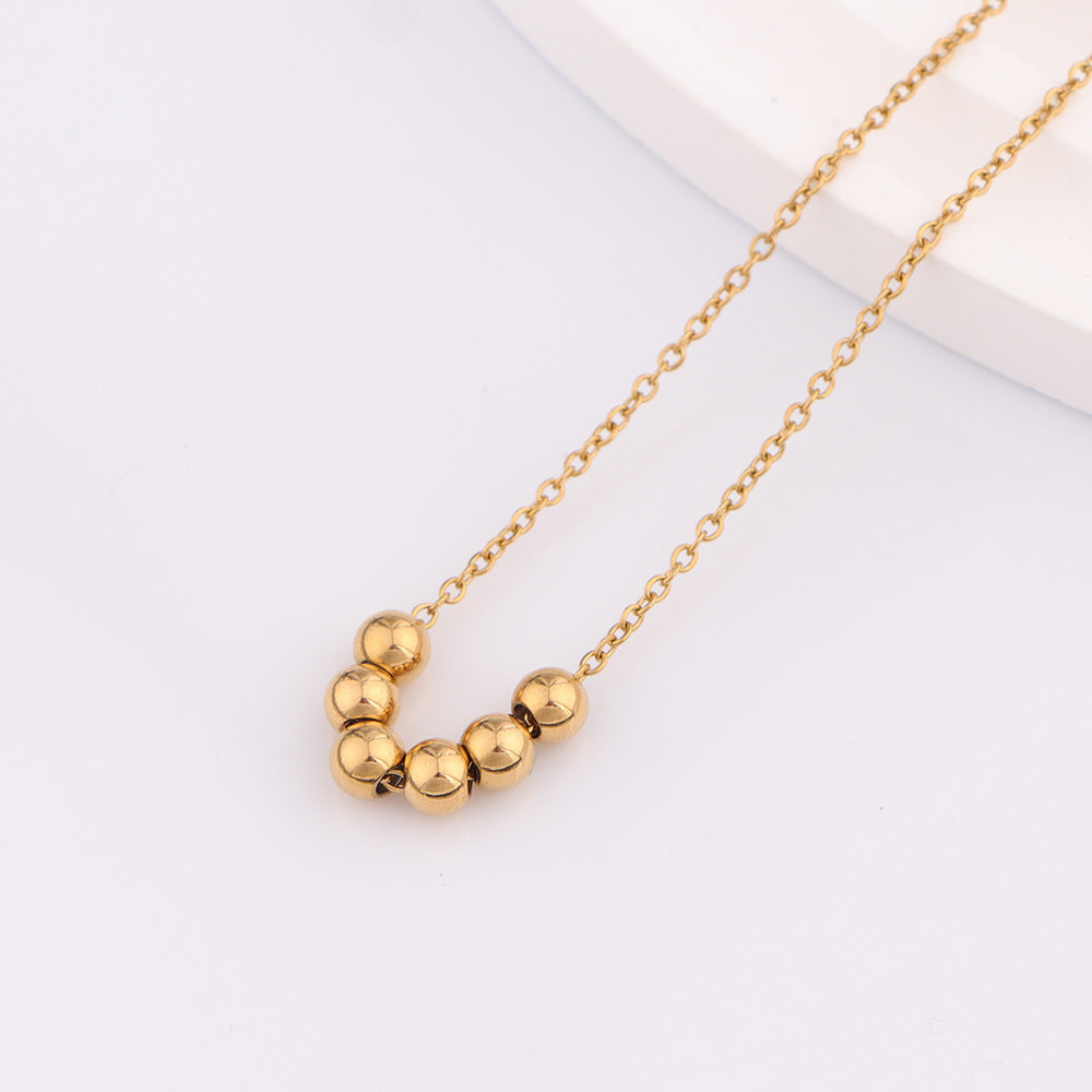 Women's Steel Beads Round Sliding Simple Clavicle Necklaces