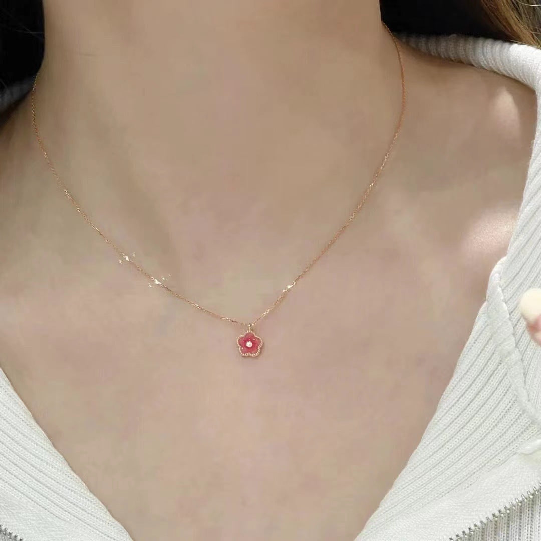 Blossom Female Pink Gentle Sweet Design Elegant High Sense Clavicle Necklaces
