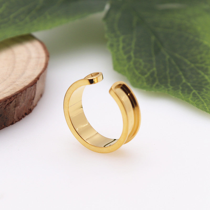 Stainless Steel Open Veneer Couple Gift Rings