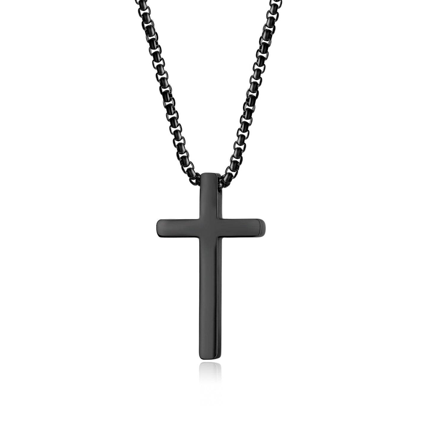 Men's Simple Personality Glossy Stainless Steel Cross Necklaces