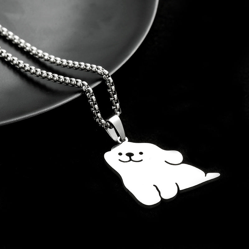 Women's & Men's Hop Cute Puppy Titanium Steel Fashion Girlfriends Necklace