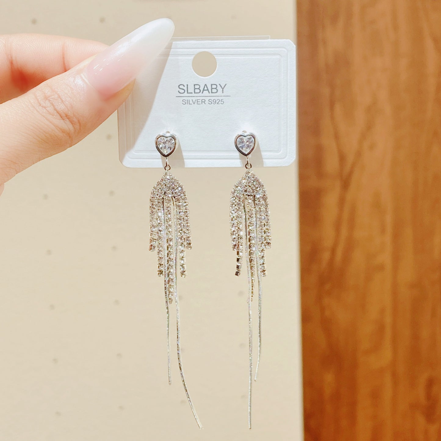 Women's Shiny Diamond Beautiful Flowers Long Fringe Earrings