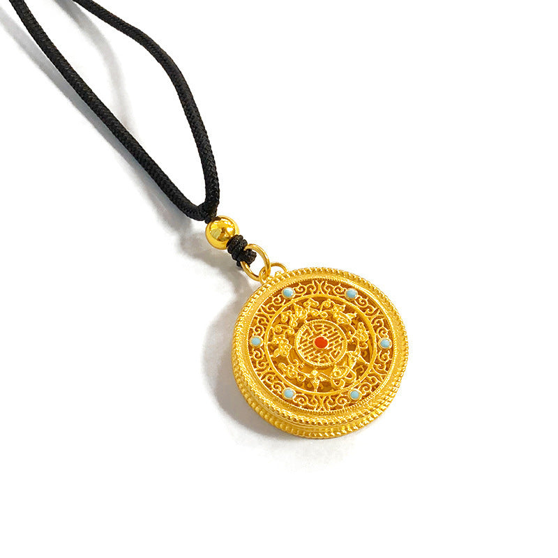 Hollow Gold Silk Drop Oil Ancient Compass Pendants