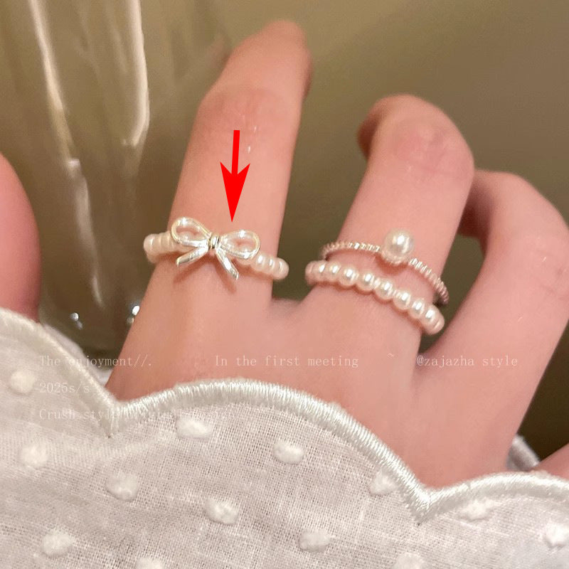 Pearl Zircon Butterfly Female Niche High-grade Light Luxury Couple Temperament Ring