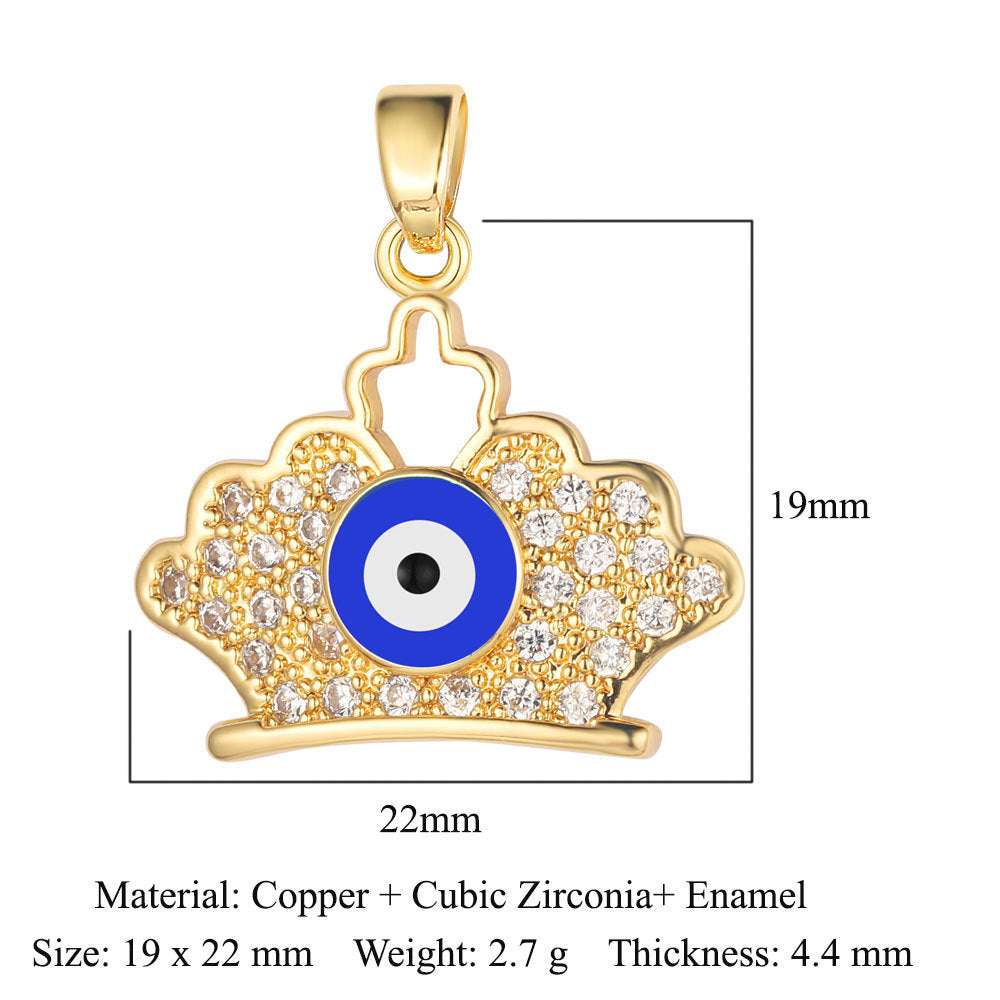 Rose Copper Zircon Crown Love Eyes Pendants