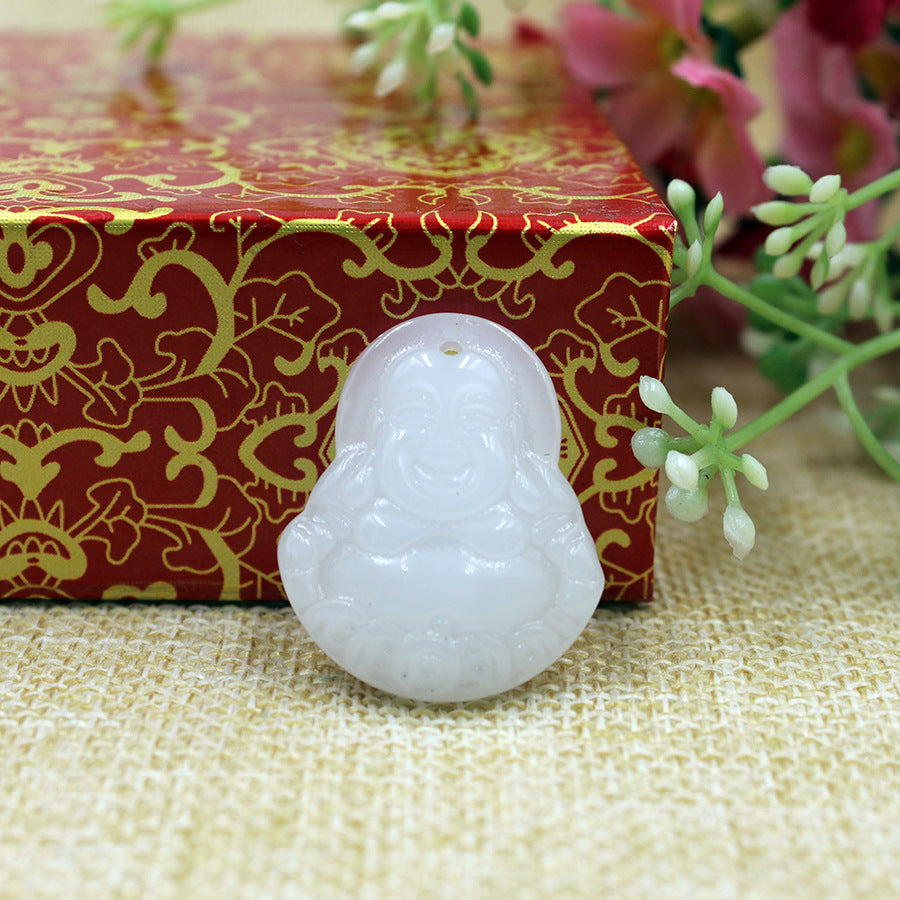 Jade Glass White Peace Stall Temple Pendants