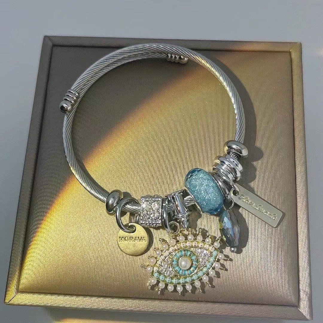Women's & Men's Vintage Stainless Steel Devil's Eye Lovers Bracelets
