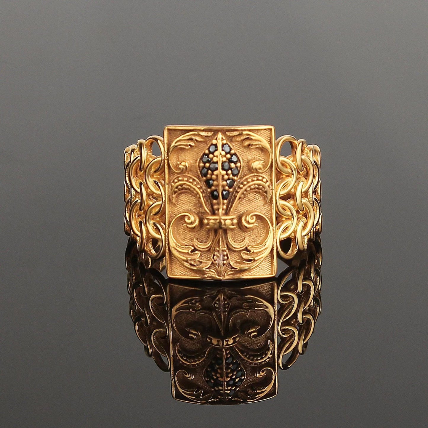 Ornament Gold Lion's Head Fashion Domineering Rings