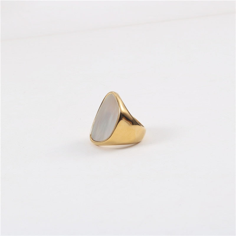 White Pearl Shell Mother Designer Hipster Thick Rings