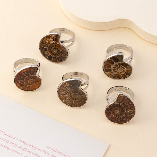 Conch Slice Copper Plated White Movable Ring