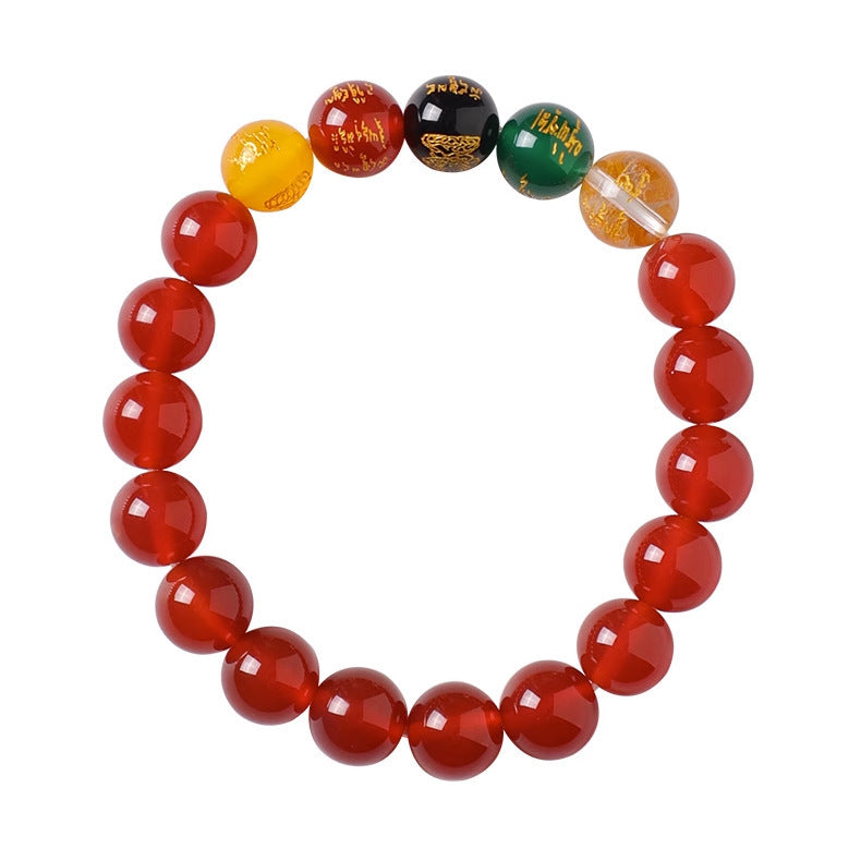 Women's & Men's Elements Obsidian Life Resoe Red Agate Gold Bracelets