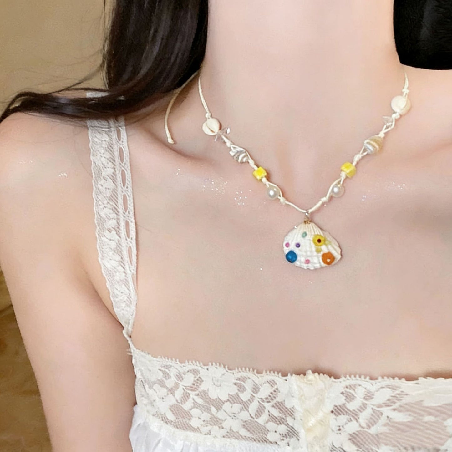 Women's Seaside Dopamine Shell Starfish Vacation Style Island Wear Necklace