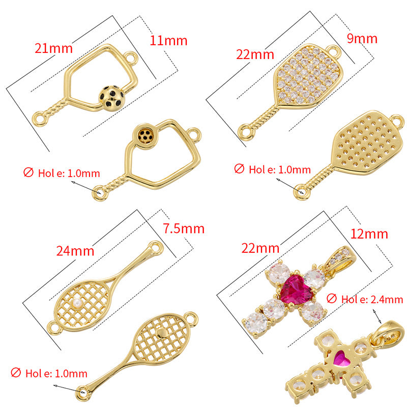 Simple Style Badminton Racket Street Cross Little Bell Pendants