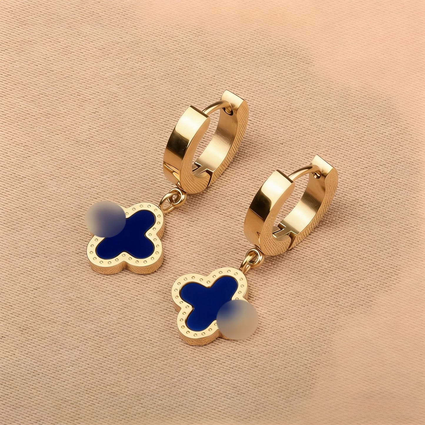 Lucky Four-leaf Clover Titanium Steel Gold Plating Fashion Earrings