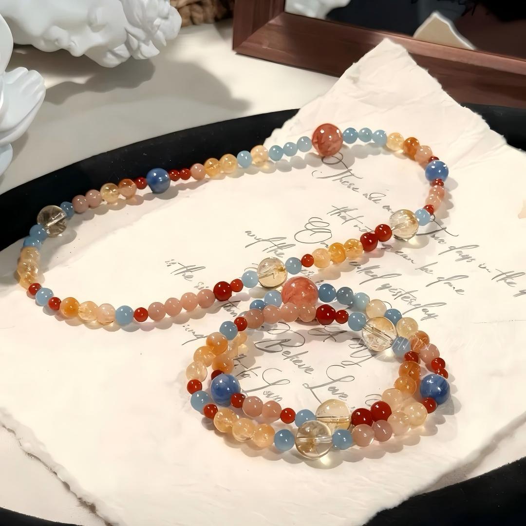 Blue Red Agate Sealant Flower Yellow White Crystal Bracelet
