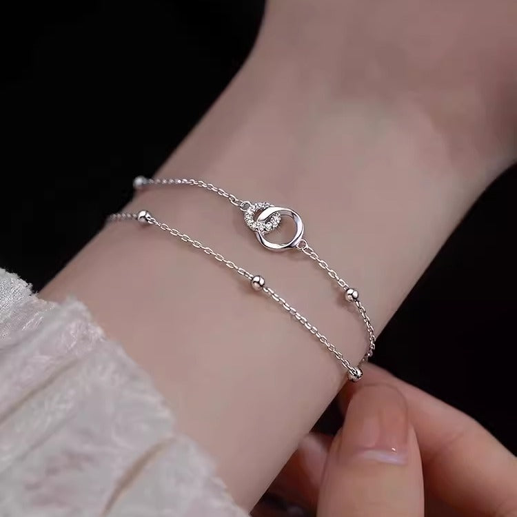 Strip Double Layer Ball Female Buckle Light Luxury Minority Exquisite Bracelet