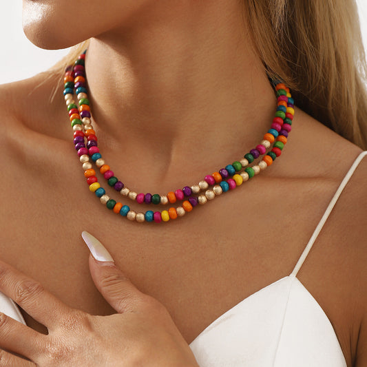 Wooden Bead Beaded Summer Dopamine Chinese Necklaces