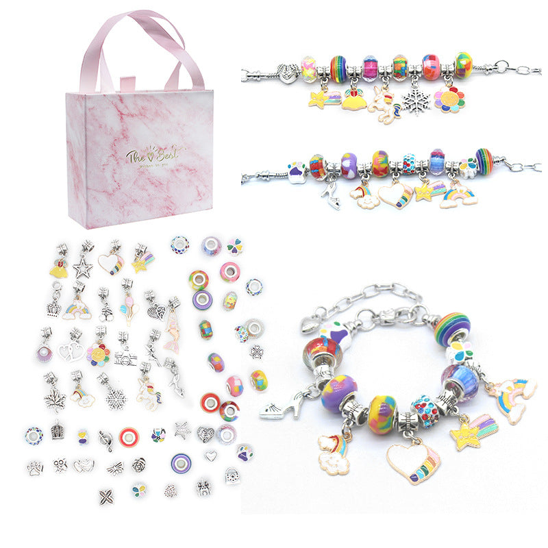 Children's Pink Crystal String Beads Unicorn Cute Bracelets