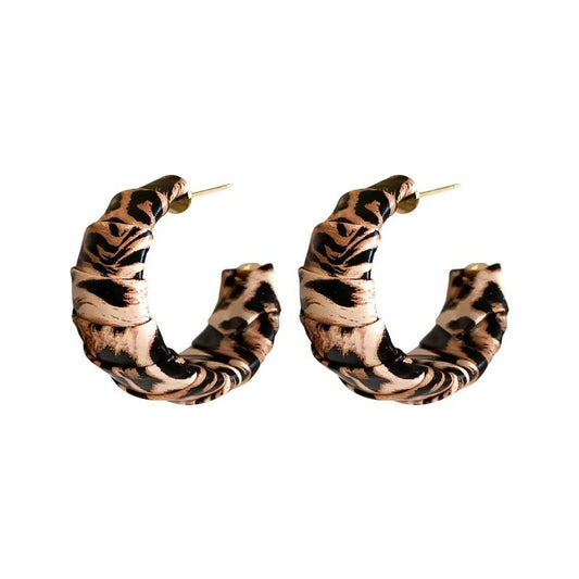 Women's Pattern Shaped Leather High Sense Light Earrings
