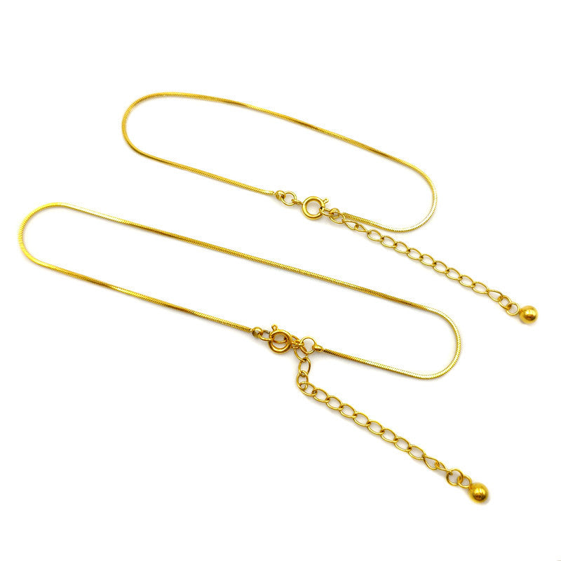 Steel Gold-plated Small Square Snake Anklet Bracelets