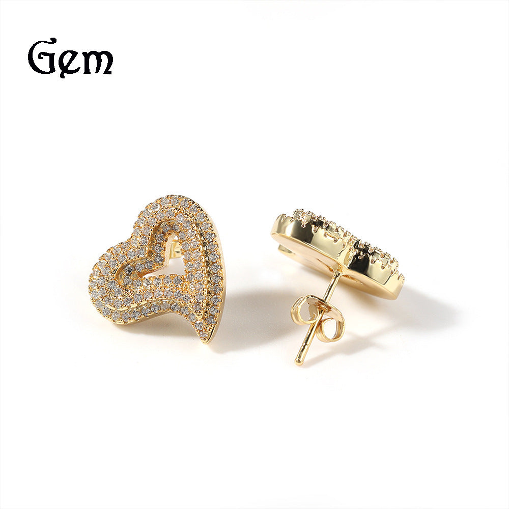 Hollow Love Heart Retro Affordable Luxury Fashion Hip Stud Earrings